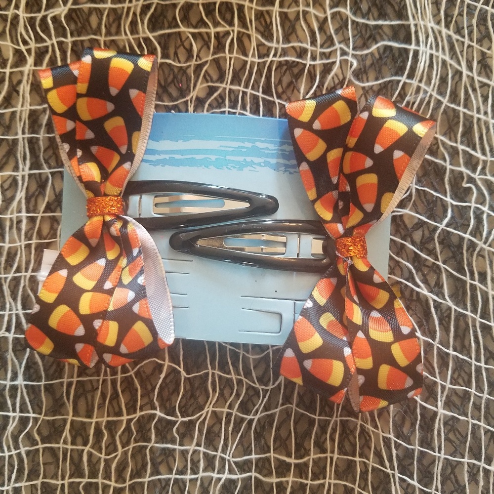 2 candy corn hair clips